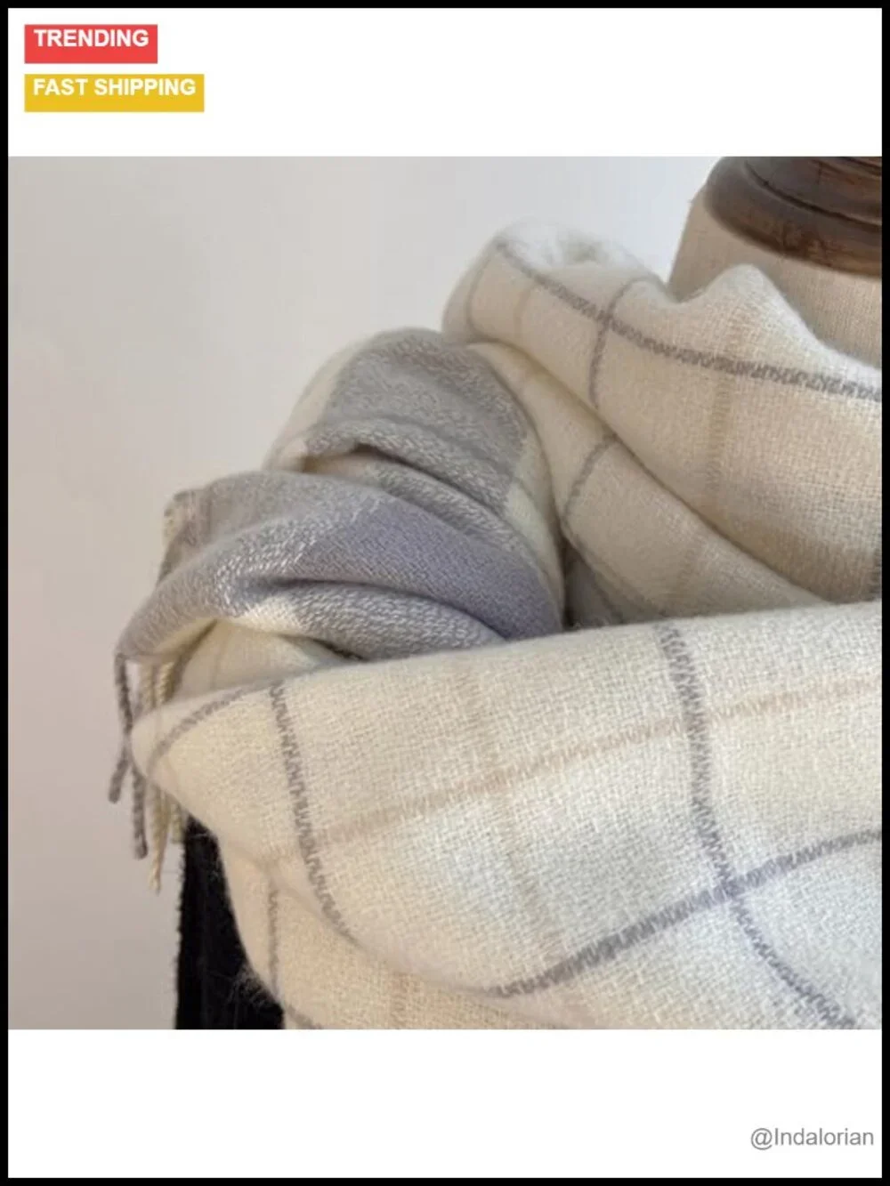 Soft Cashmere-Like Tartan Plaid Shawl Wrap Blanket Scarf with Fringes